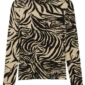 Monki high neck top in beige and black zebra print